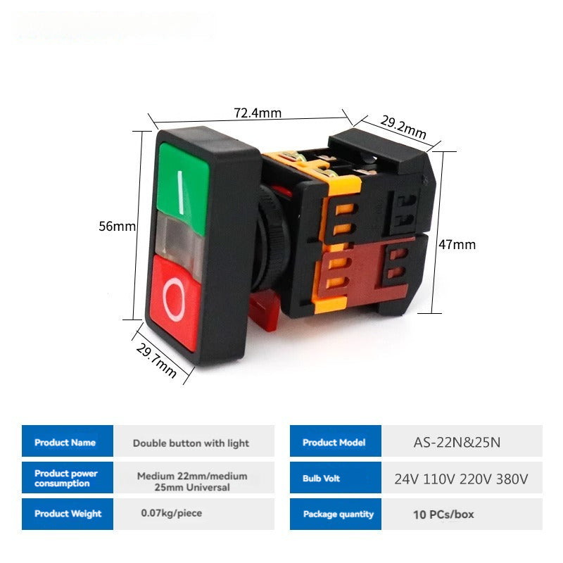Double Position Button Apbb-22n Oval Double Head Lighted Push Button Switch Ppbb-30 As-22