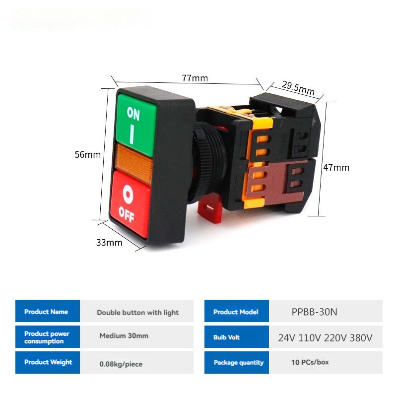 Double Position Button Apbb-22n Oval Double Head Lighted Push Button Switch Ppbb-30 As-22