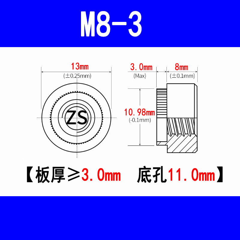 304 Stainless Steel Expansion Rivet Nut, Pressure Plate Nut, Speared Flanged Nut, Expansion Rivet Step Nut, M3, M4, M5, M6, M8