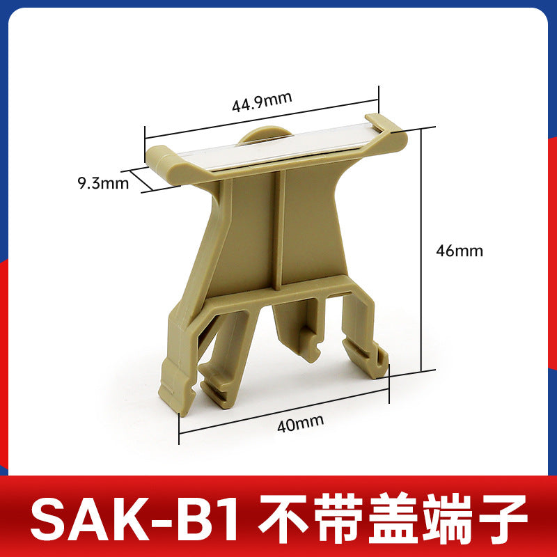 SAK-B1 Covered Marking Base Rail-Mounted Terminal Block Identifier Plate Transparent Label Holder Plate with Cover (Yellow)