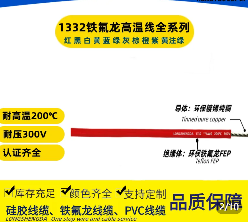 UL1332 FEP High-Temperature Wire – 12AWG to 30AWG, Tinned Copper, 300V