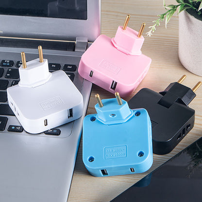 Rotatable plug converter for Russia, Ukraine, South America and Southeast Asia with USB