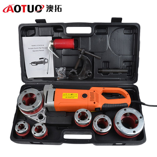 AOTUO Electric Threading Machine, Portable Handheld Electric Threading Machine, Reamer for Threading Galvanized Pipes
