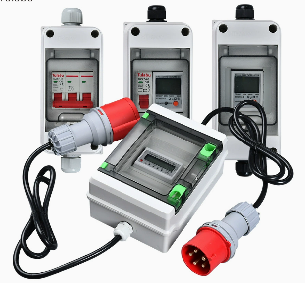Cross-border exclusive IP65 waterproof mobile distribution box, digital ammeter, CEE plug metering box
