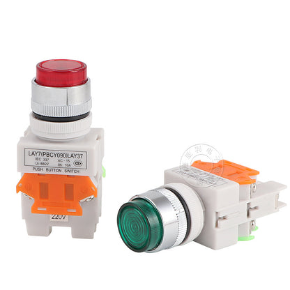 Wholesale LAY37-11DNZS Y090LAY7 illuminated self-locking push button switch, 22mm opening.