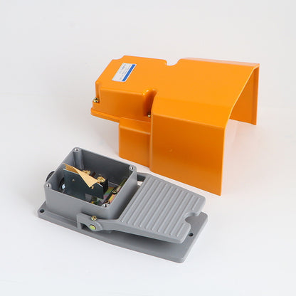 Foot switch, aluminum housing, LTH/1/6, waterproof foot switch, machine tool accessory, silver dot.