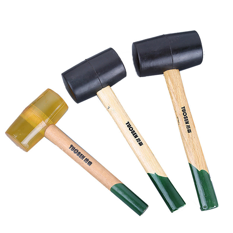 Wooden Handle Transparent Rubber Hammer, Woodworking Flooring & Tile Installation Hammer, Rubber Hammer, Large & Small Hammer Tools