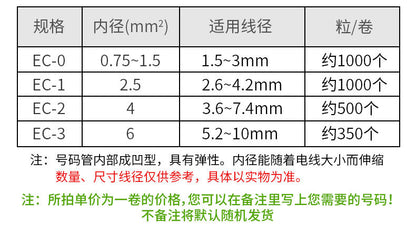 Yellow numbered tube EC series wire number tube digital numbered tube network cable wire label sleeve digital wire marker number