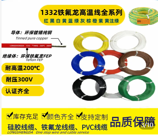 UL1332 FEP High-Temperature Wire – 12AWG to 30AWG, Tinned Copper, 300V