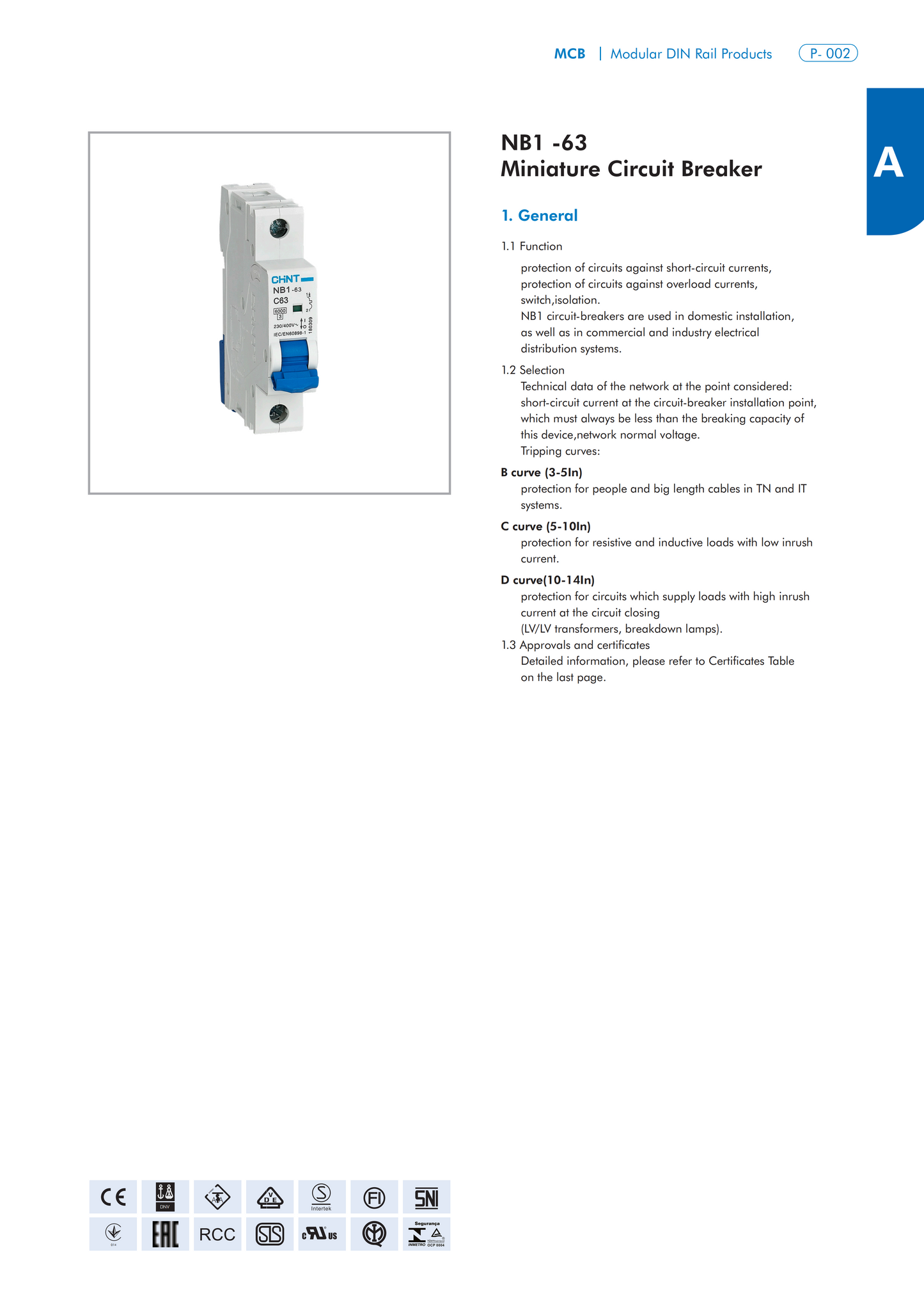 NB1-63 Miniature Circuit Breaker