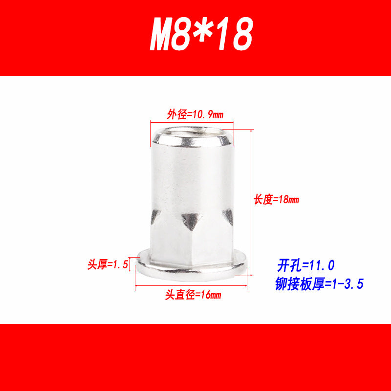 304 Stainless Steel Flat Head Semi-Hexagonal Rivet Nuts, Rivet Seals, Rivet Threads, Rivet Nuts, Rivet Thread ...
