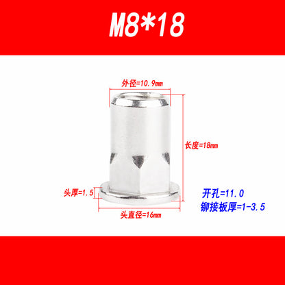 304 Stainless Steel Flat Head Semi-Hexagonal Rivet Nuts, Rivet Seals, Rivet Threads, Rivet Nuts, Rivet Thread ...