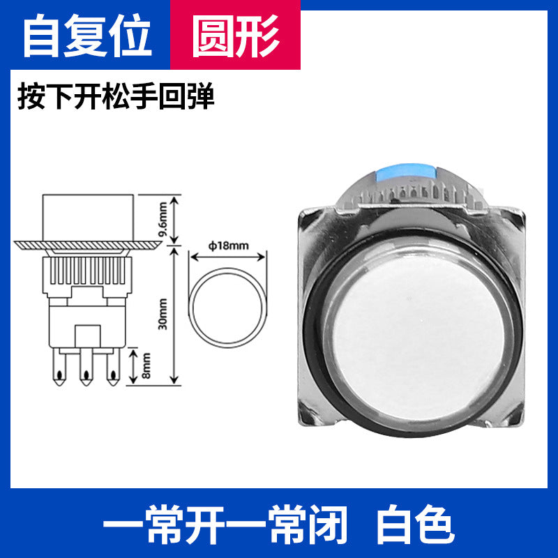 LA16Y-11 Self-resetting, self-locking, LA16-11 round 16mm mini push-button switch, square, on/off.