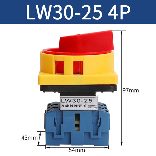 Universal transfer switch LW30-25A, load circuit breaker SJD11-32, three-phase load power disconnection rotation.