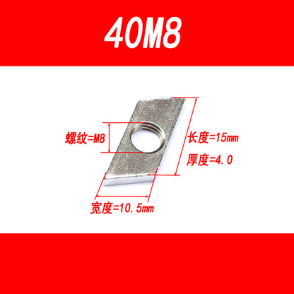 Diamond-shaped nuts and bolts, national standard industrial aluminum profile accessories, square nuts 3030/4040 M4 M5 M6 M8