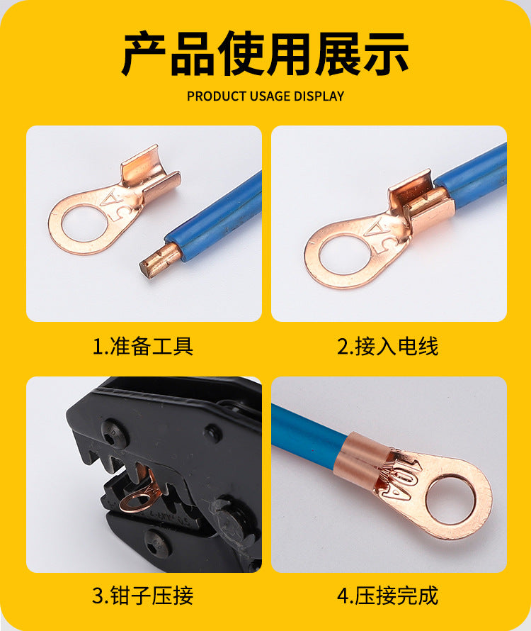 Factory direct supply of OT copper open lug cold-pressed connector terminals with thickened copper wire lugs