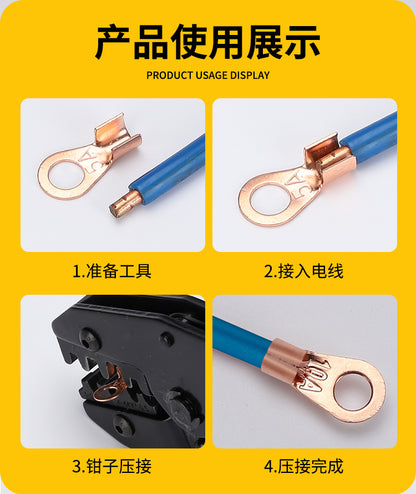 Factory direct supply of OT copper open lug cold-pressed connector terminals with thickened copper wire lugs