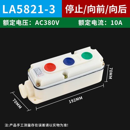 LA5821-3 Self-resetting, corrosion-resistant control button, push-button switch box, 3-position