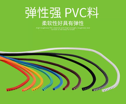 Color-coded conduit numbers, wire/network cable markings, conduit sleeves, and identification tubes (numbers 0-9, 10 colors total)