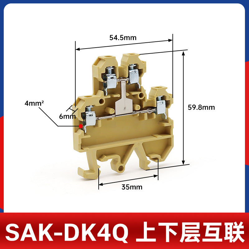 SAK-DK4Q Double-Layer Terminal Block JXB-4/35S1 Dual Input Dual Output DK4Q-LA Upper and Lower Layer Interconnection