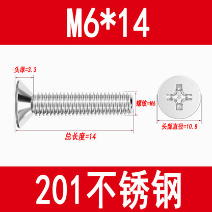 Manufacturer of 201 Stainless Steel Countersunk Screws, Flat Head Phillips Screws, Machine Screws with Phillips Slot, M3M4M5M6M8