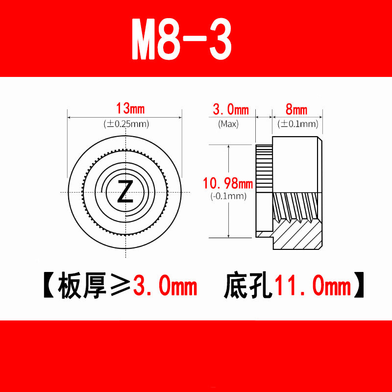 Galvanized expansion rivet nuts, pressure plate nuts, knurled flange nuts, round toothed nuts, M3, M4, M5, M6, M8