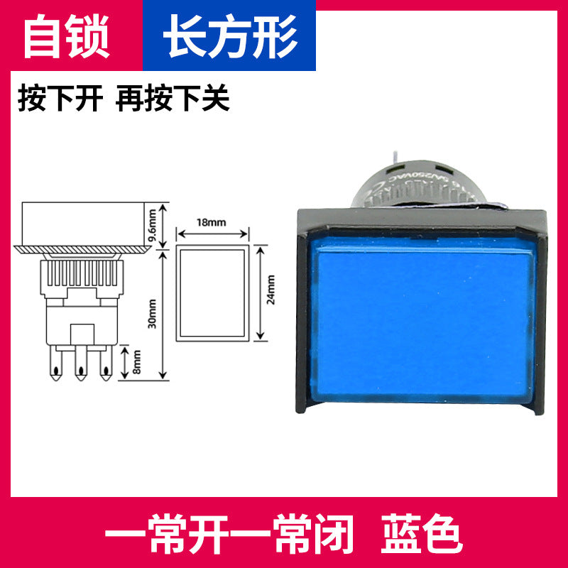 LA16Y-11 Self-resetting, self-locking, LA16-11 round 16mm mini push-button switch, square, on/off.