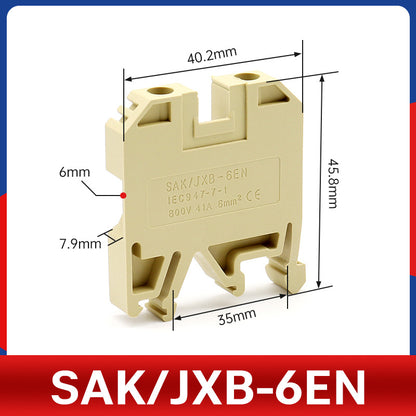 SAK2.5EN/6/10/25/35 Terminal Block JXB-2.5EN Pure Copper Rail Type D-SAK Bracket