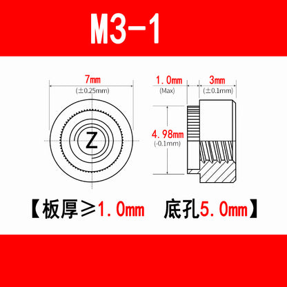 Galvanized expansion rivet nuts, pressure plate nuts, knurled flange nuts, round toothed nuts, M3, M4, M5, M6, M8