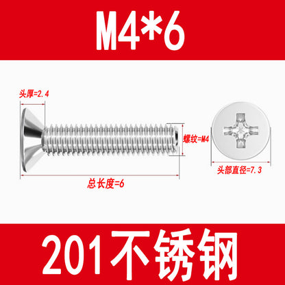 Manufacturer of 201 Stainless Steel Countersunk Screws, Flat Head Phillips Screws, Machine Screws with Phillips Slot, M3M4M5M6M8