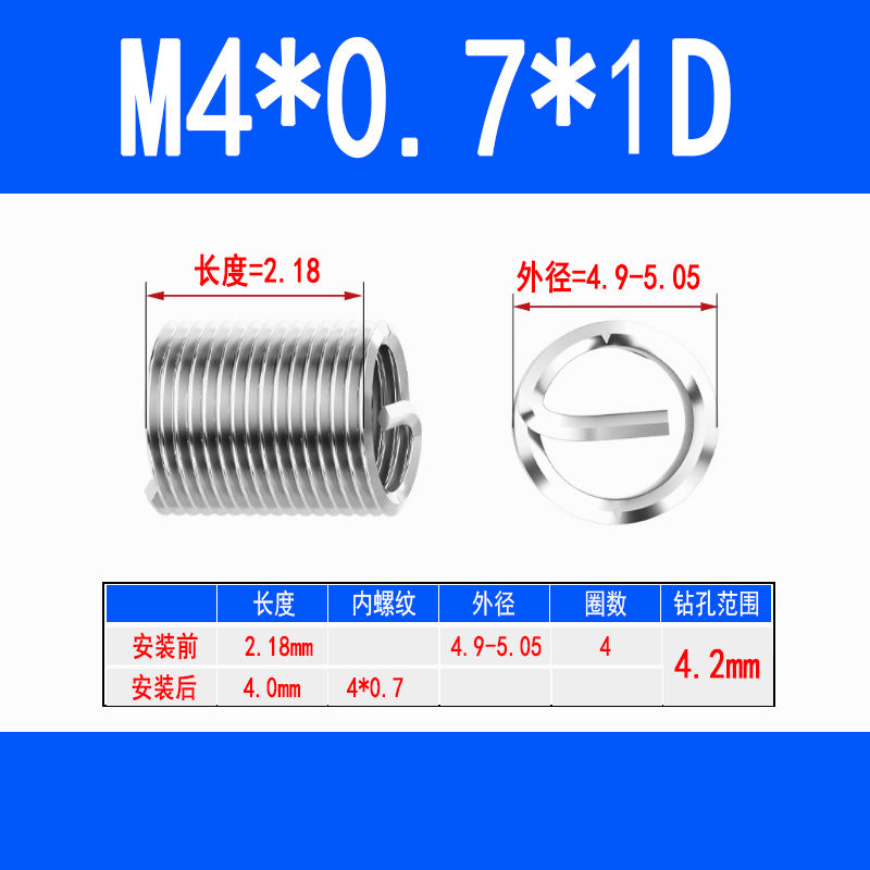 304 Stainless Steel Wire Thread Inserts, Screw Inserts, Threaded Inserts, Thread Protectors M1.6 M2 M2.5 M3 M4 M5 M6 M8 M10
