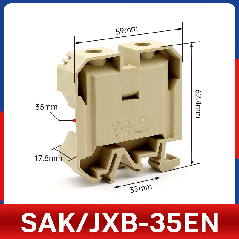 SAK2.5EN/6/10/25/35 Terminal Block JXB-2.5EN Pure Copper Rail Type D-SAK Bracket