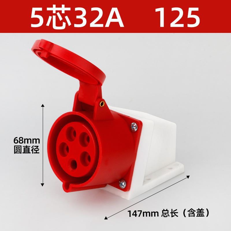 16/32A industrial plug, aviation socket connector, three-phase four-wire, 3/4/5-pin industrial waterproof mating plug