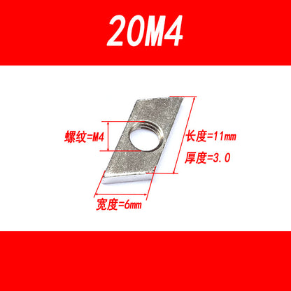 Diamond-shaped nuts and bolts, national standard industrial aluminum profile accessories, square nuts 3030/4040 M4 M5 M6 M8