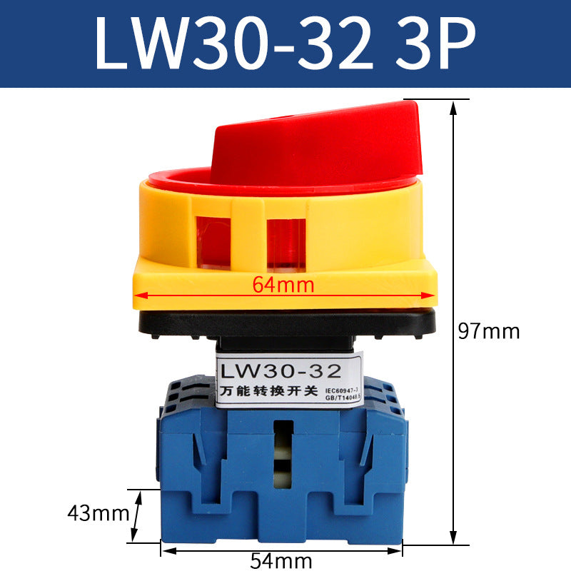 Universal transfer switch LW30-25A, load circuit breaker SJD11-32, three-phase load power disconnection rotation.