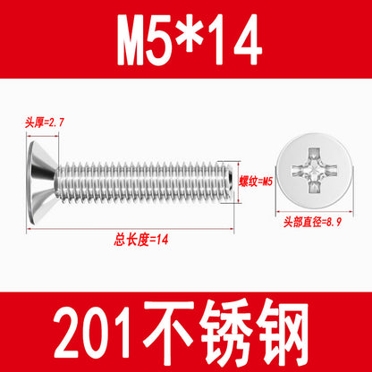 Manufacturer of 201 Stainless Steel Countersunk Screws, Flat Head Phillips Screws, Machine Screws with Phillips Slot, M3M4M5M6M8