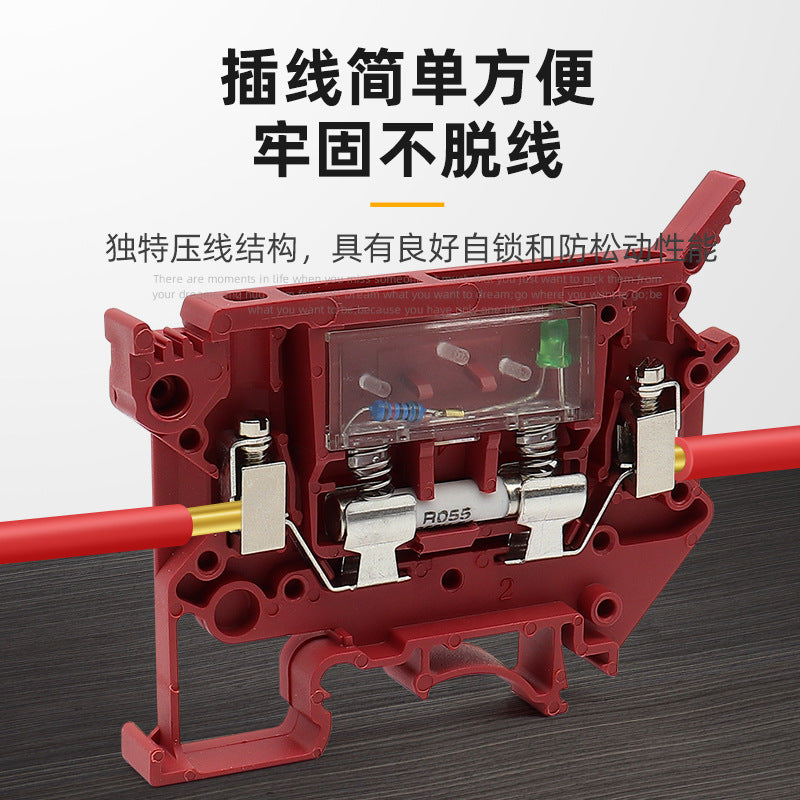UK5 HES1 grey fuse terminal block; UK5RD DIN rail type 4mm square fuse terminal block, flame retardant.