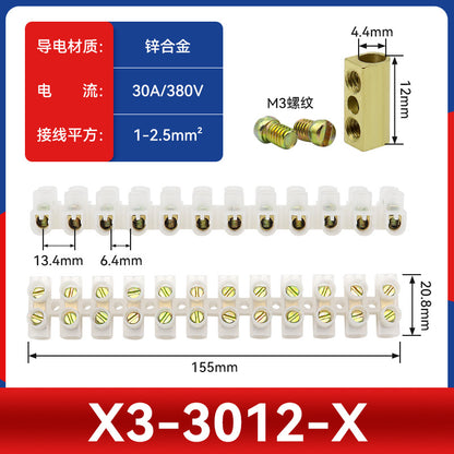 X3 Terminal 3/5/10/20/30/60/80/100/150A-12 Position Terminal Block Wire Connector