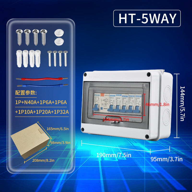Outdoor waterproof distribution box, IP65 rated, surface-mounted plastic, household use, with circuit breaker, popular cross-border e-commerce product.