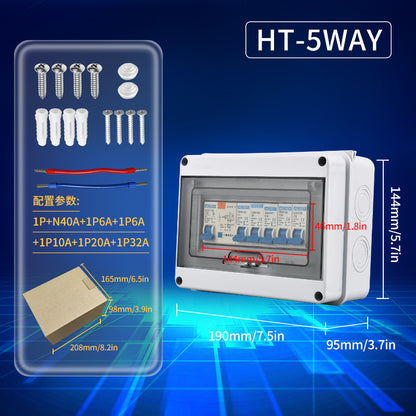Outdoor waterproof distribution box, IP65 rated, surface-mounted plastic, household use, with circuit breaker, popular cross-border e-commerce product.