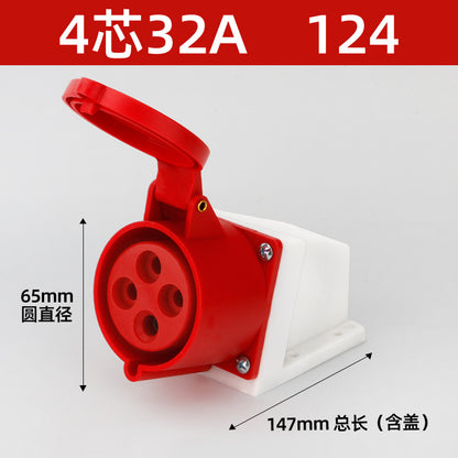 16/32A industrial plug, aviation socket connector, three-phase four-wire, 3/4/5-pin industrial waterproof mating plug