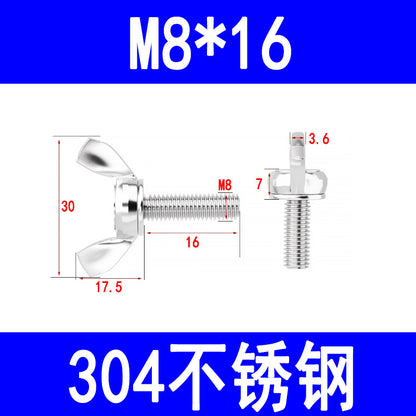201/304 stainless steel wing screws, hand-tightening screws, butterfly screws, horn bolts, M4, M5, M6, M8