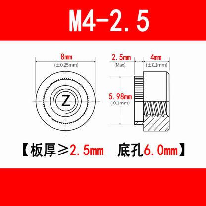 Galvanized expansion rivet nuts, pressure plate nuts, knurled flange nuts, round toothed nuts, M3, M4, M5, M6, M8