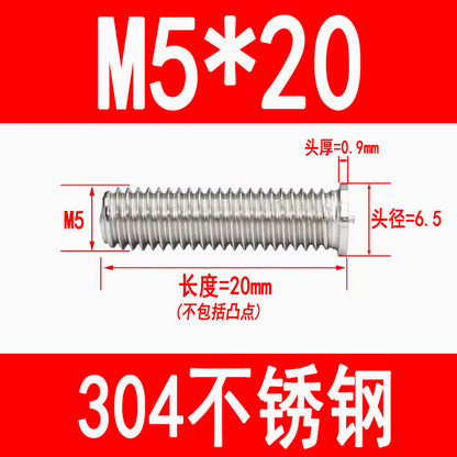 PT type 304 stainless steel welded screws, including welded studs, spot welded studs, and welded bolts (M3, M4, M5, M6, M8).