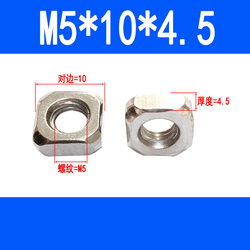 Square nuts, square-shaped nuts, aluminum profile accessories, screw caps M4 M5 M6 M8 M10