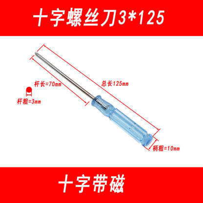 Mini Phillips screwdriver with crystal clear handle, mini flathead screwdriver, toy screwdriver tool
