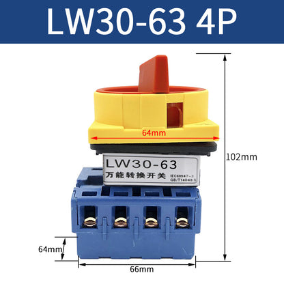 Universal transfer switch LW30-25A, load circuit breaker SJD11-32, three-phase load power disconnection rotation.