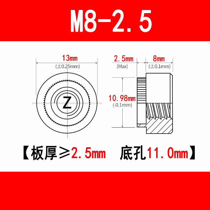 Galvanized expansion rivet nuts, pressure plate nuts, knurled flange nuts, round toothed nuts, M3, M4, M5, M6, M8