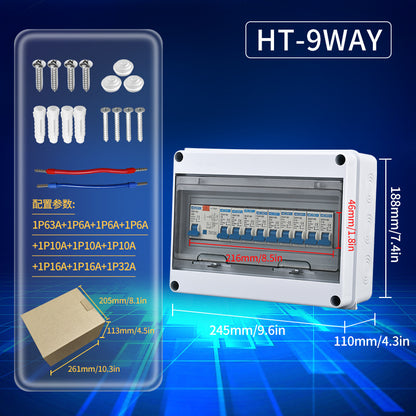 Outdoor waterproof distribution box, IP65 rated, surface-mounted plastic, household use, with circuit breaker, popular cross-border e-commerce product.