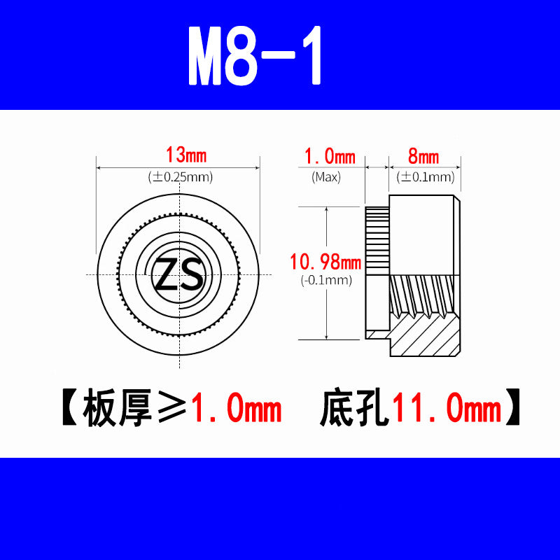 304 Stainless Steel Expansion Rivet Nut, Pressure Plate Nut, Speared Flanged Nut, Expansion Rivet Step Nut, M3, M4, M5, M6, M8